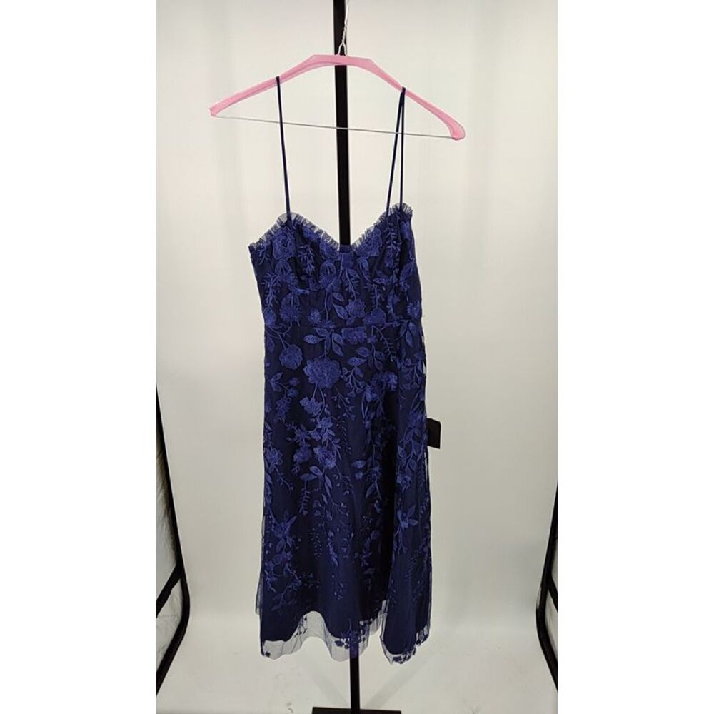 Lulus Tulle Embroidered Midi Dress Blue L